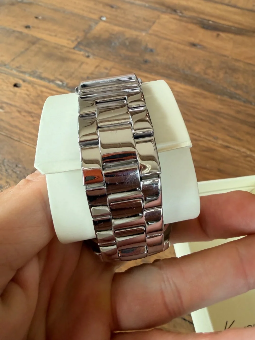 Kenneth Cole New York Silver Crystal Bezel Bracelet Watch Box